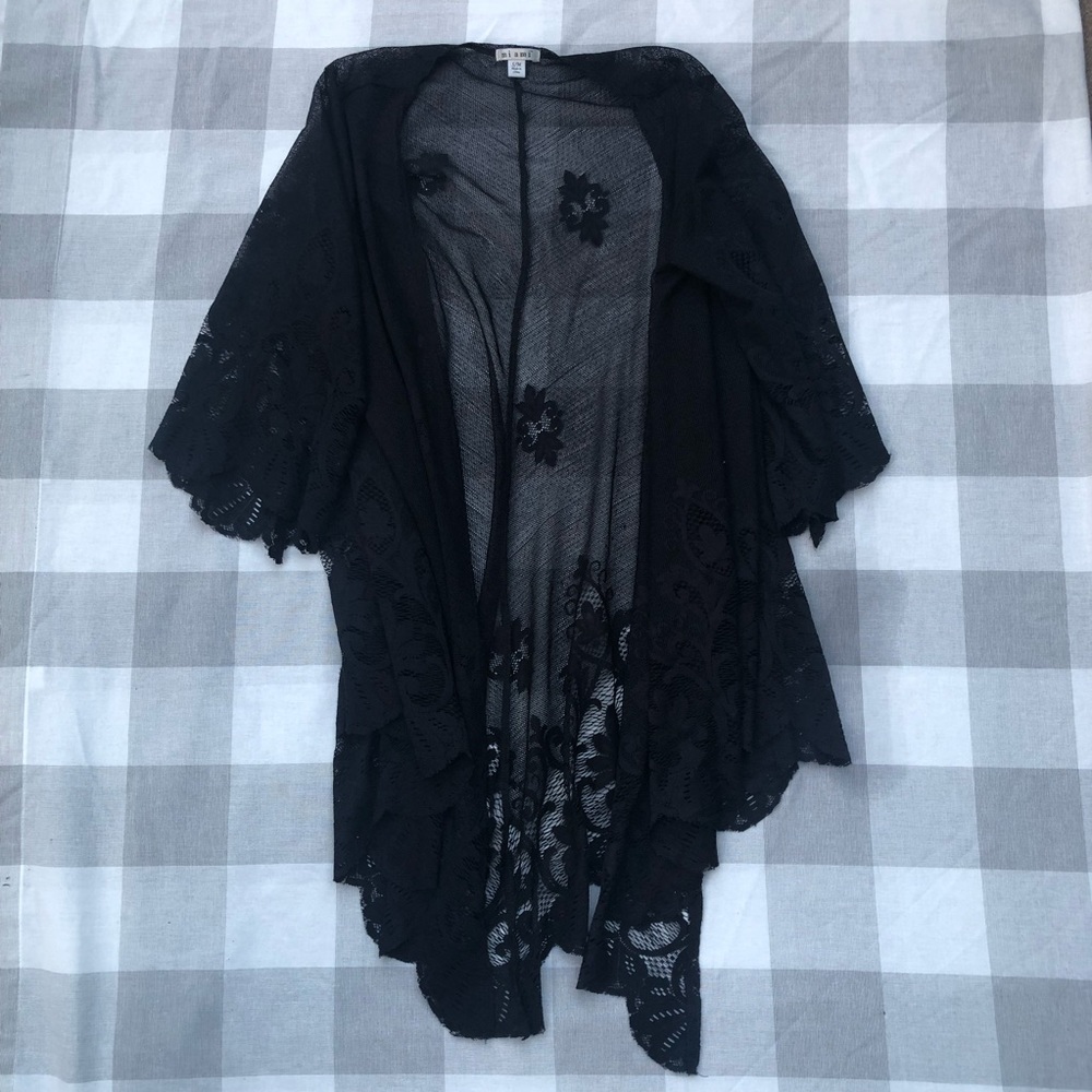Francesca’s black lace kimono!